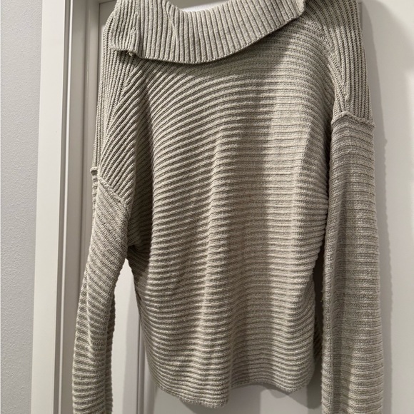 Free People V-Neck Striped Sweater in Cream-ish Grey - Picture 4 of 5